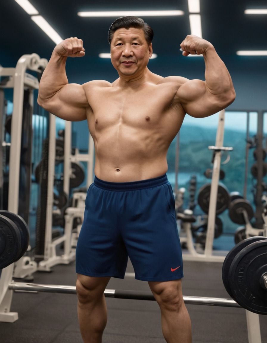 xi jinping, gym, workout, fitness, strength, china