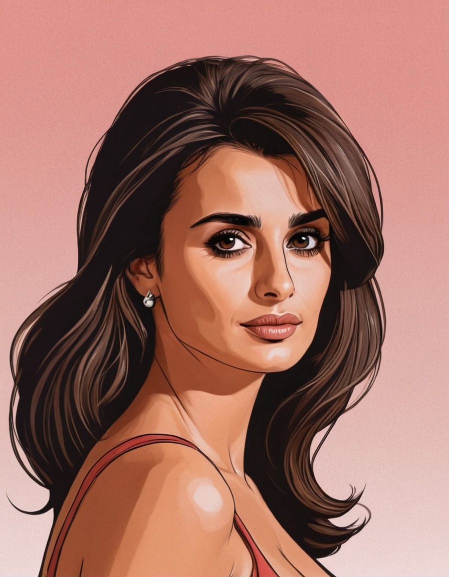 penélope cruz, painting, funny, celebrity, art, actress