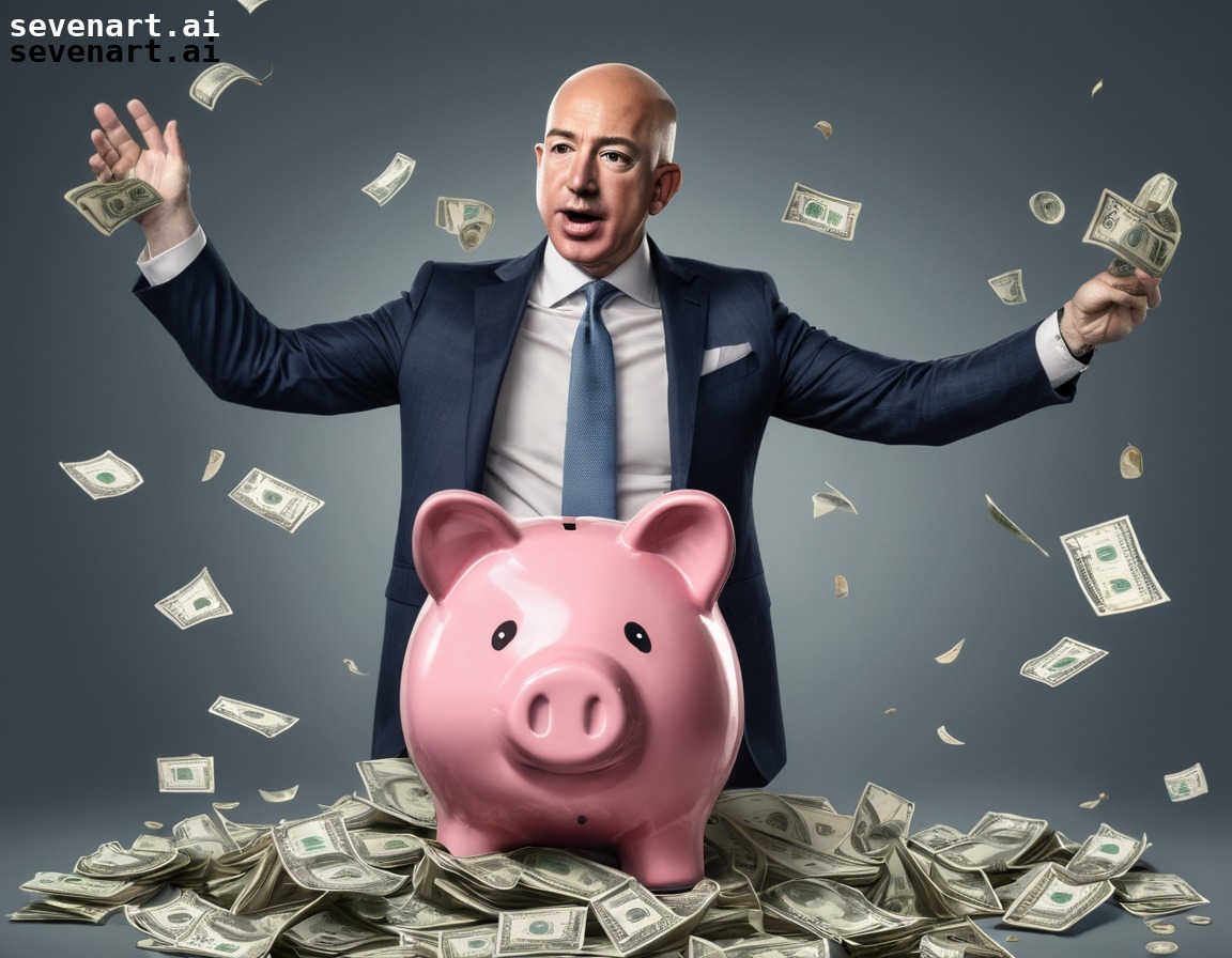 money, billionaire, piggy bank, wealth, humor, jeff bezos, amazon