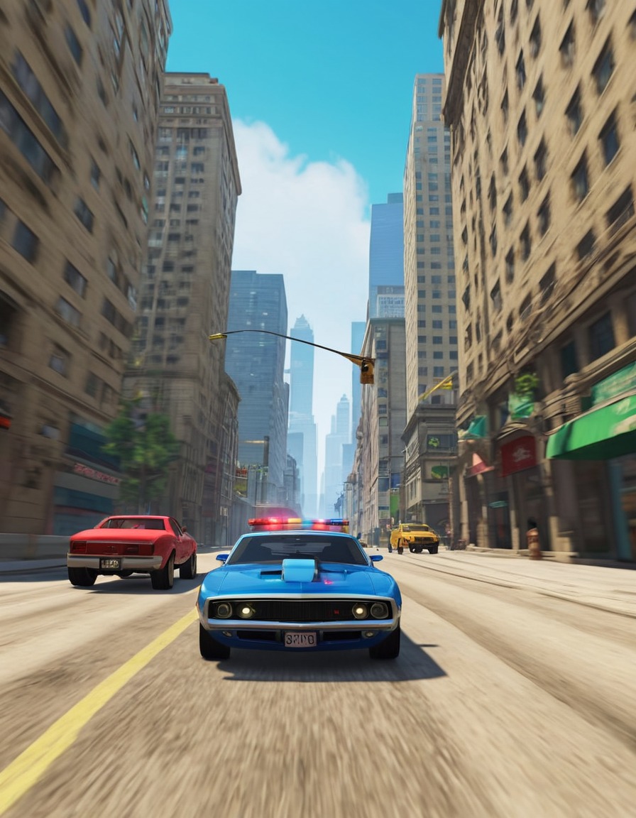 car chase, high-speed, city, gta v, computer games