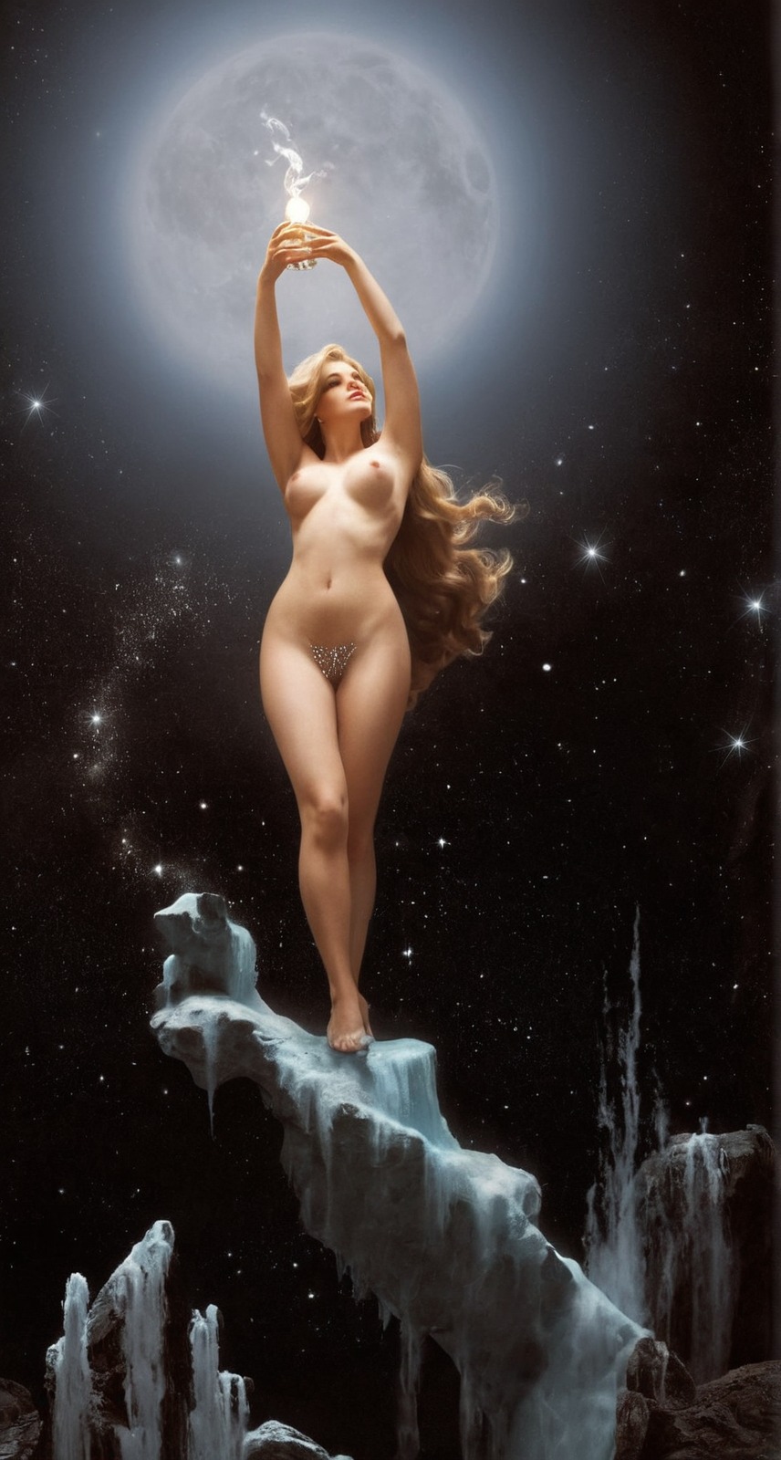 luis ricardo falero, art, paintings, fine art, 19th century, 19th century art, academicism, academism, academic art, painting, spanish art, spanish artist, allegory, pole star, star, stars