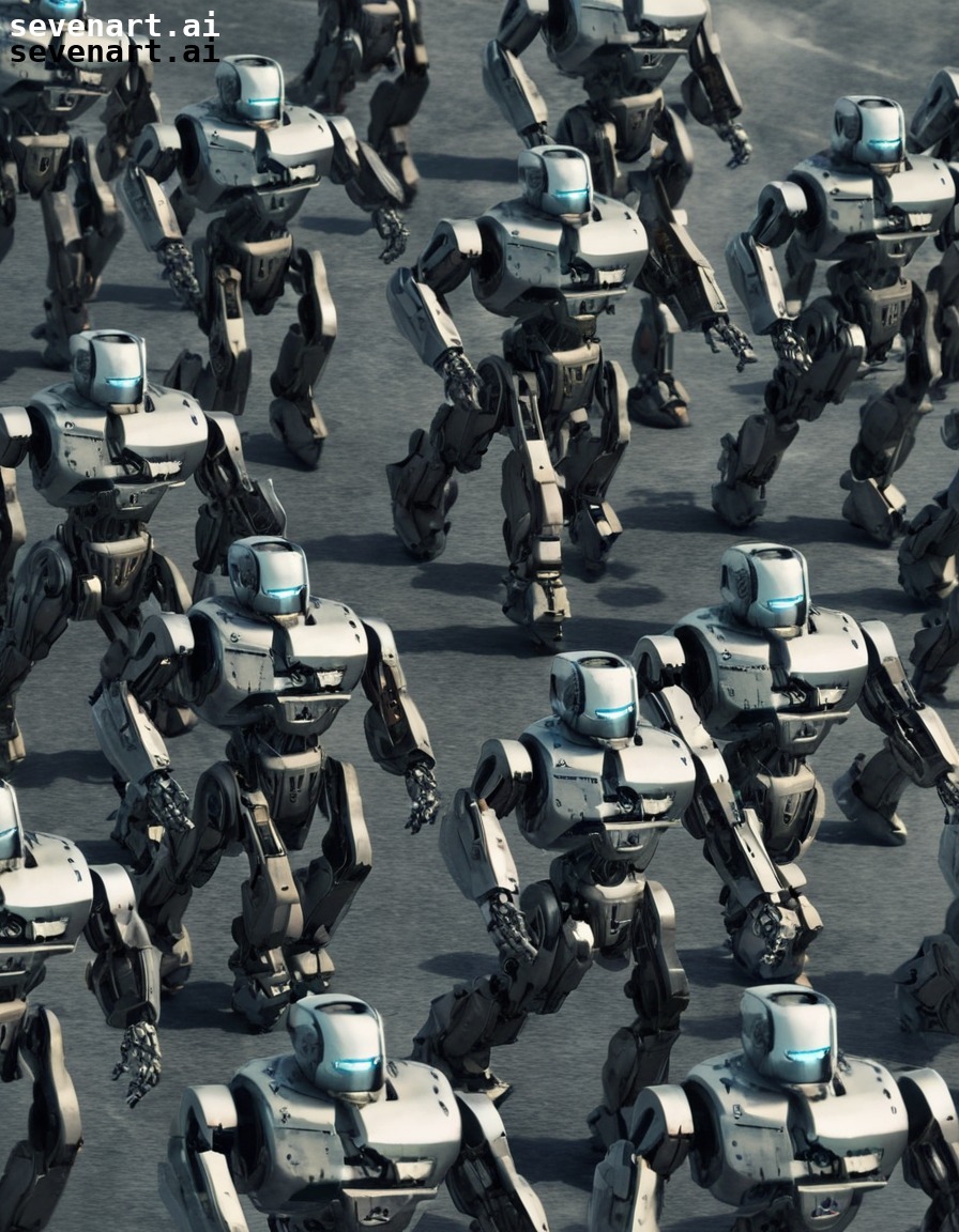 robots, army, march, formation, technology