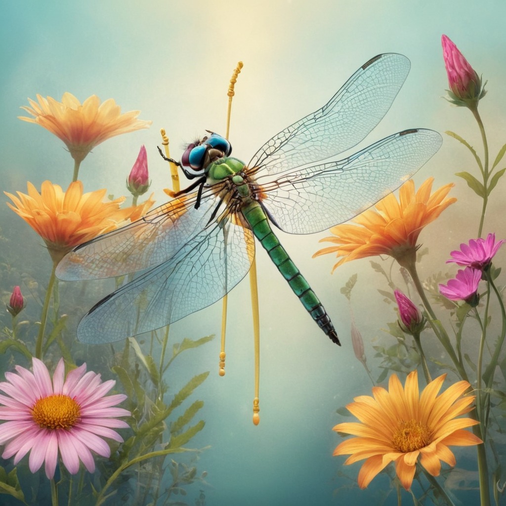 digitalart, fantasyart, digitalpainting, insect, butterflies, dragonfly