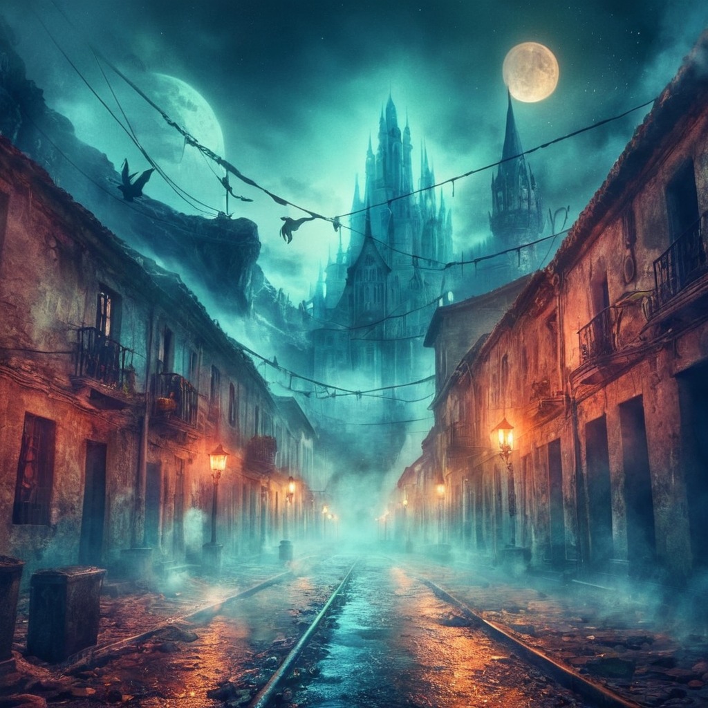 digitalart, magic, fantasyart, horror, ghost, spooky, halloween, fog, conceptart, surreal, creepy, cemetery, characterdesign, digitalpainting, scifi, architecture, ghosttown