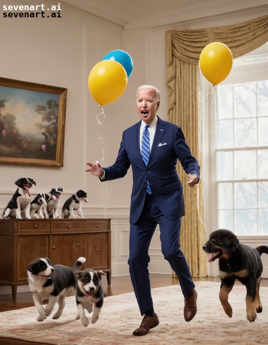 joe biden, president, playful puppies, balloon, fun, usa