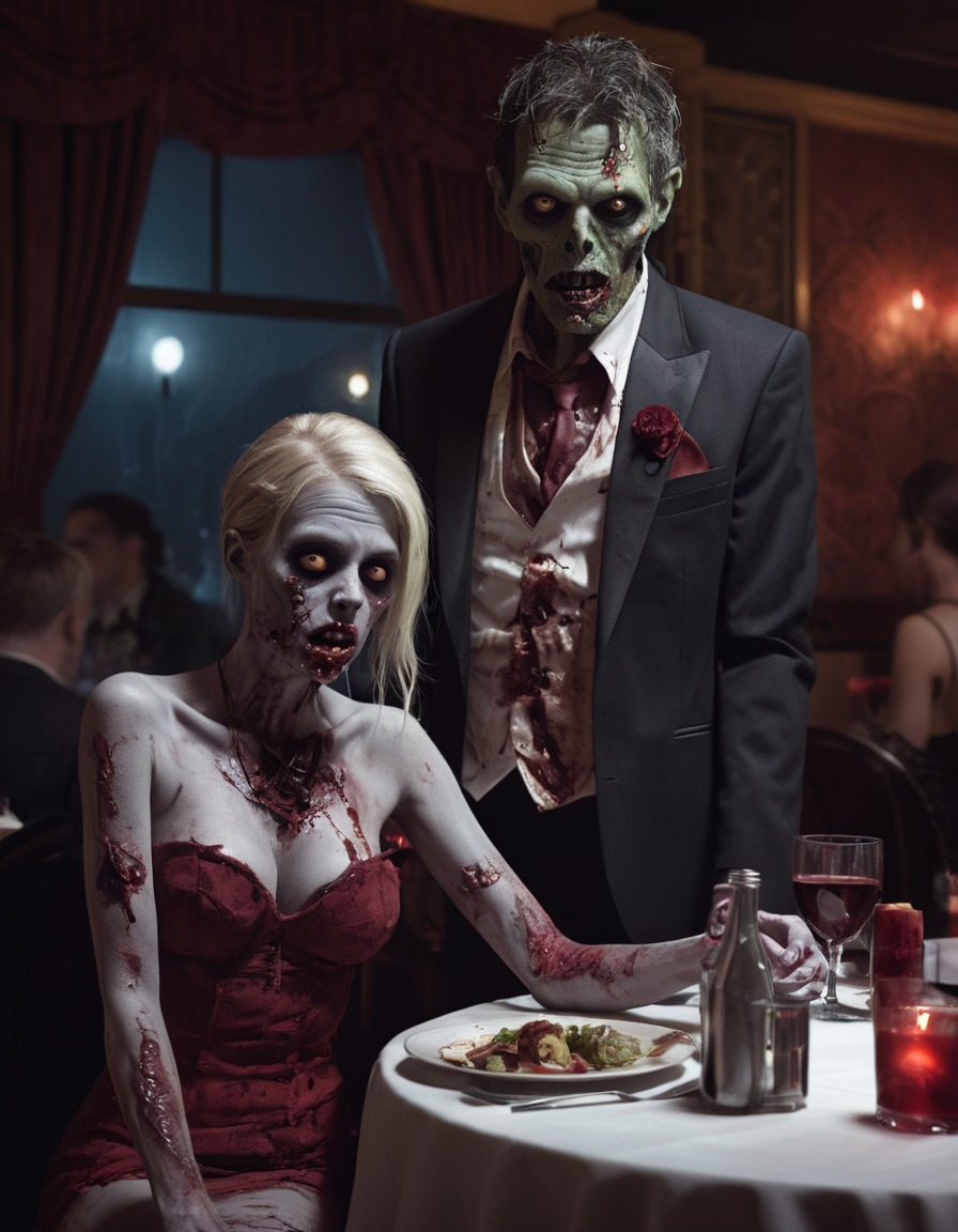 zombie, blind date, fancy restaurant, awkward conversation