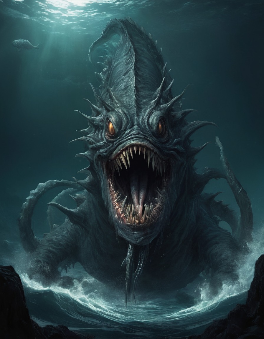 jengu, sea monster, epic, mythical creature, african folklore, legend, frightening