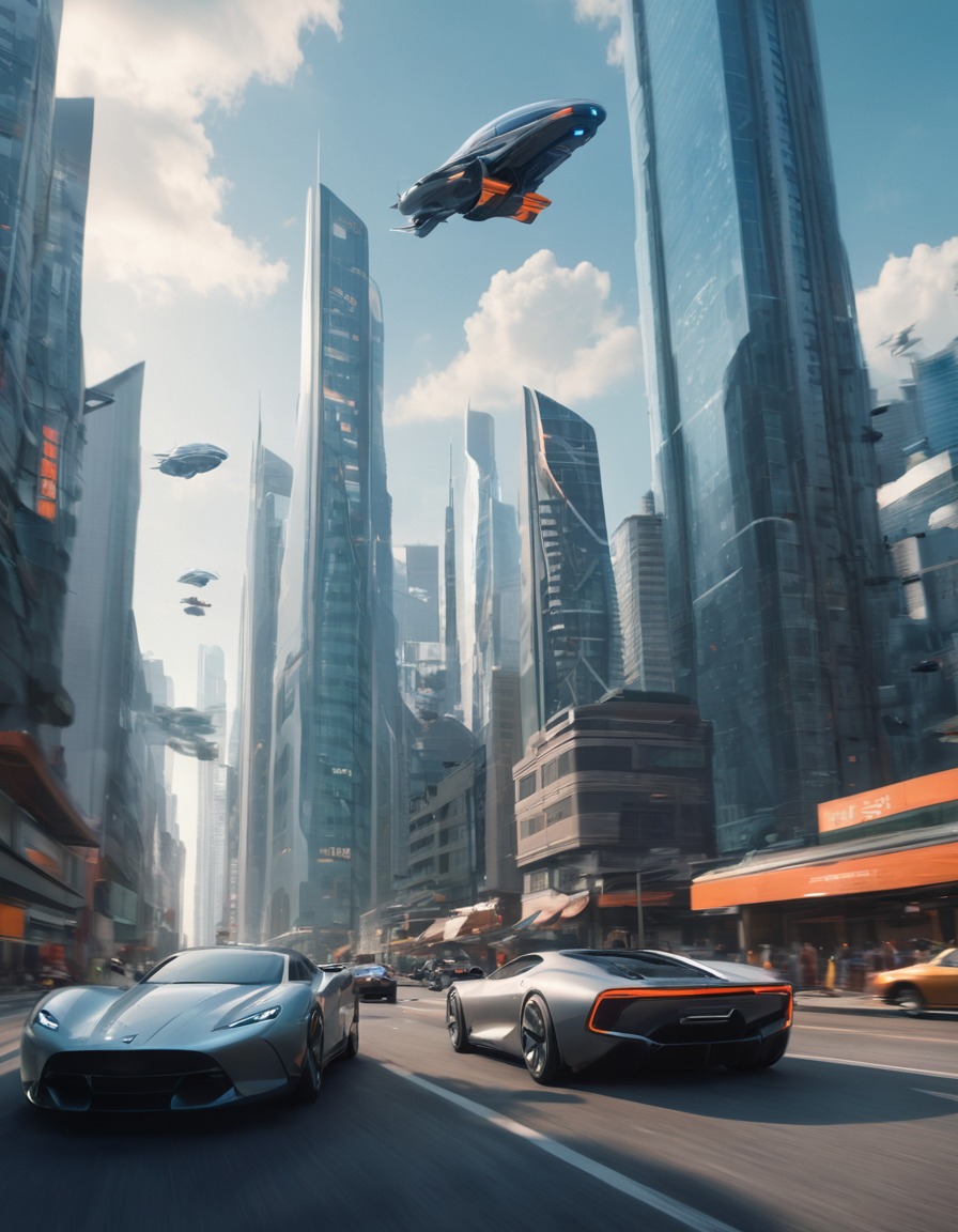 futuristic, cityscape, skyscrapers, technology, flying cars, future