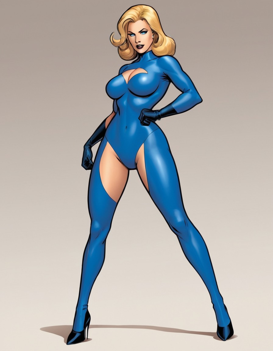 invisible woman, superhero, dynamic, provocative, sexy, painted