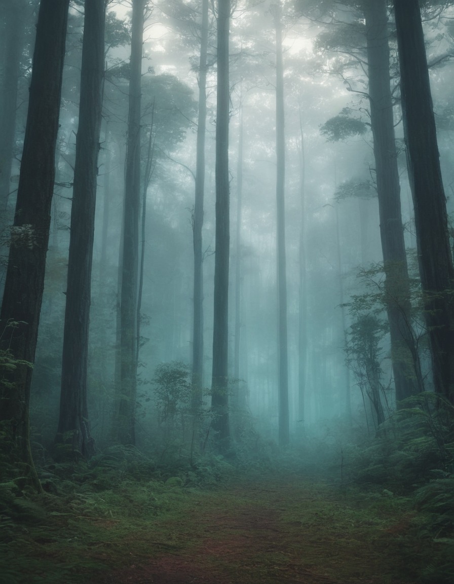 nature, misty, forest, mysterious, ethereal