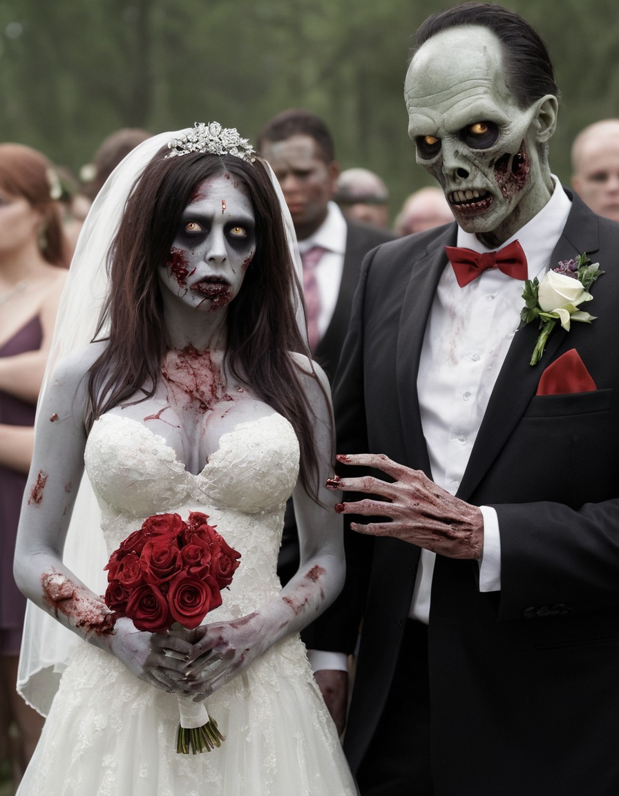 zombie, wedding, ceremony, undead, horror, marriage