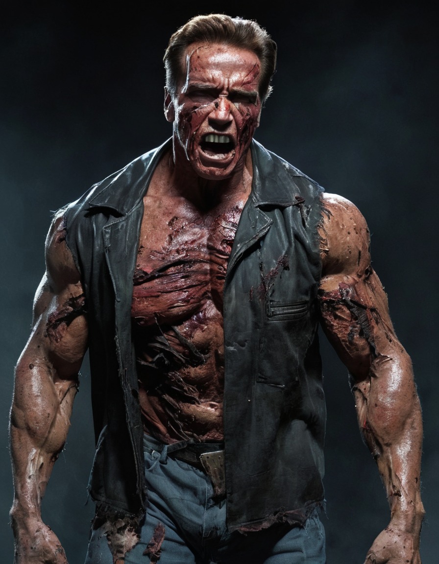 arnold schwarzenegger, zombie, muscles, decay, menacing, politics