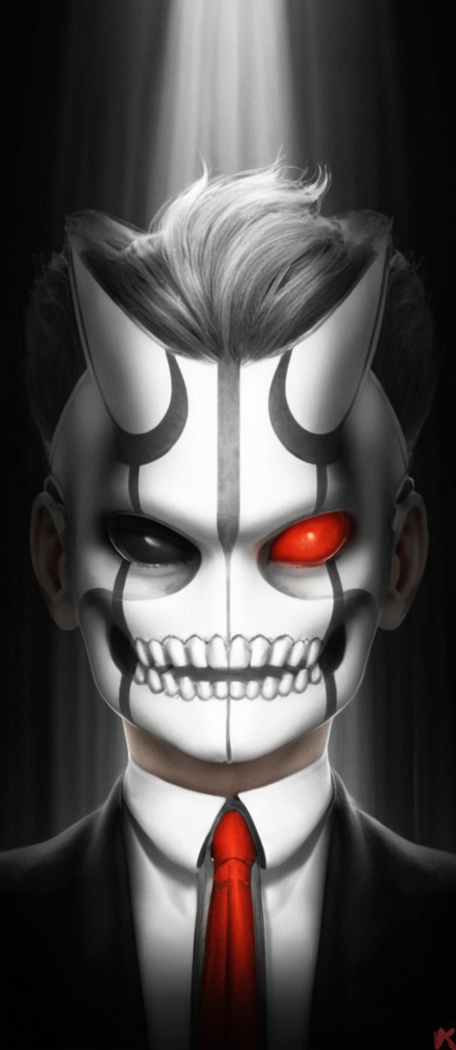 devil, illustration, mask, redesign, white, henlp