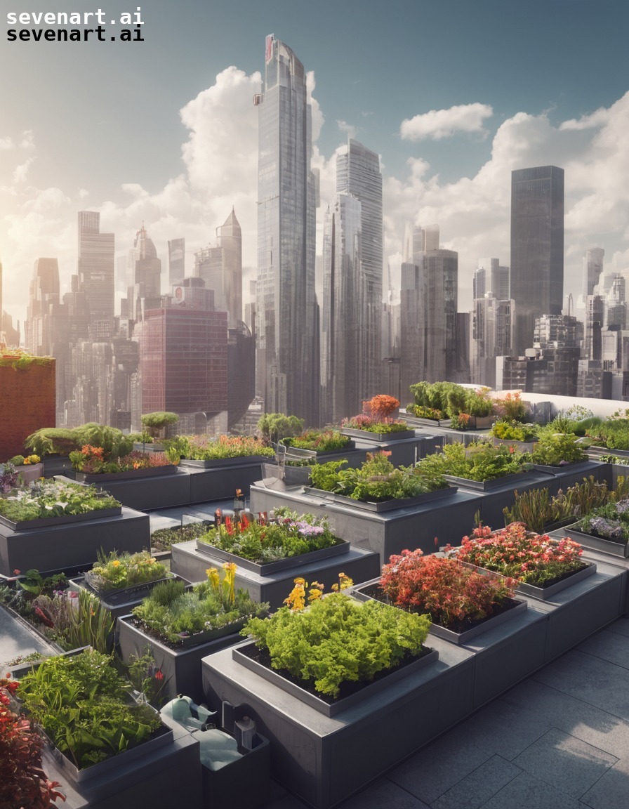 cityscape, urban oasis, skyline, green space, rooftop gardening, modern city, city