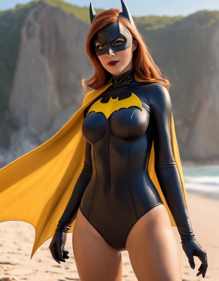 beach, batgirl, dc comics, superhero, swimsuit, character, fictional