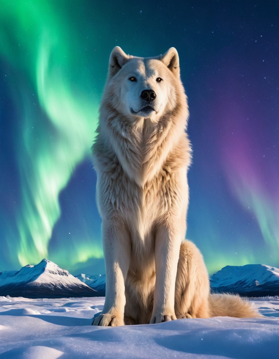 amarok, inuit mythology, majesty, aurora borealis