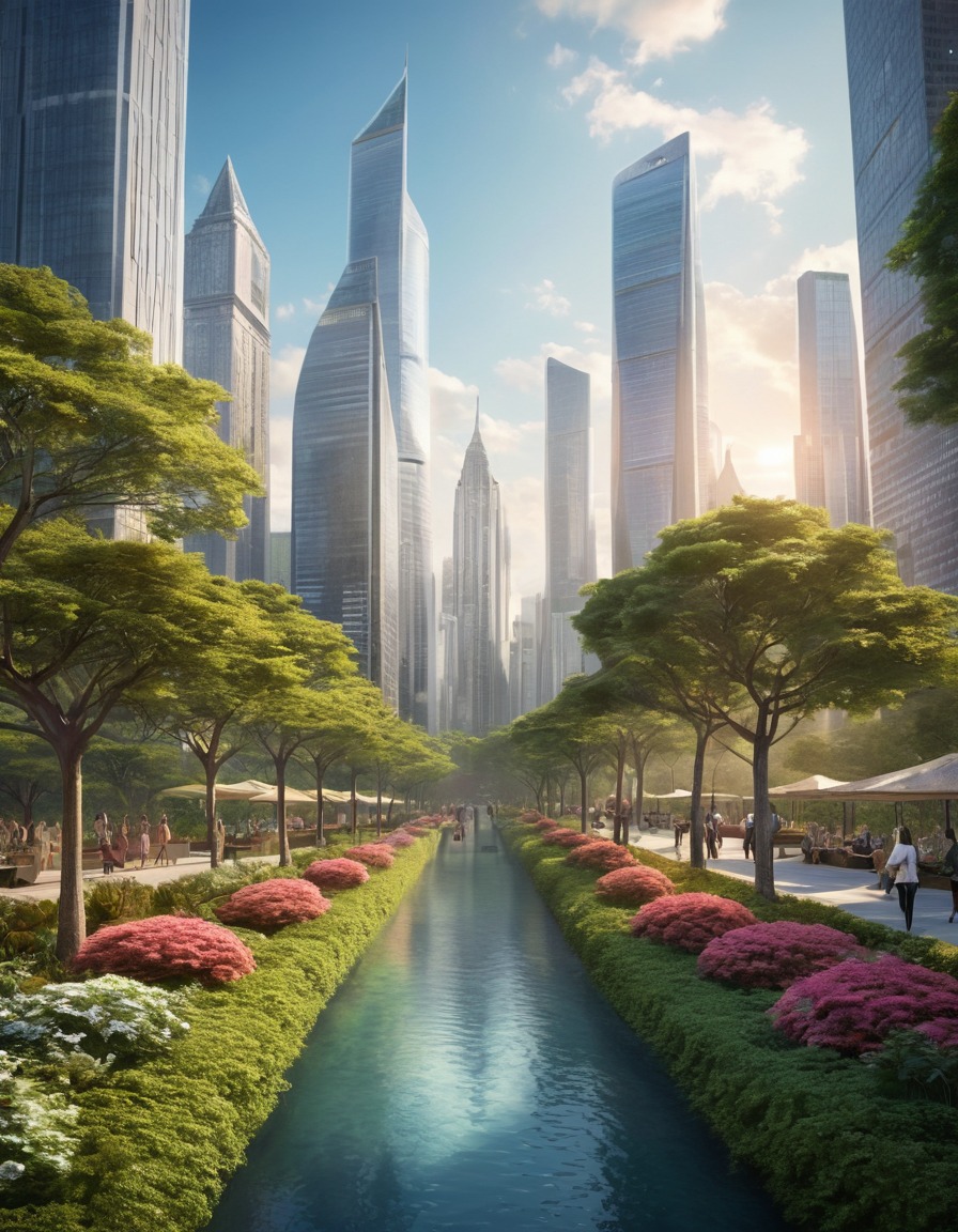 urban park, skyscrapers, cityscape, tranquility, nature, city