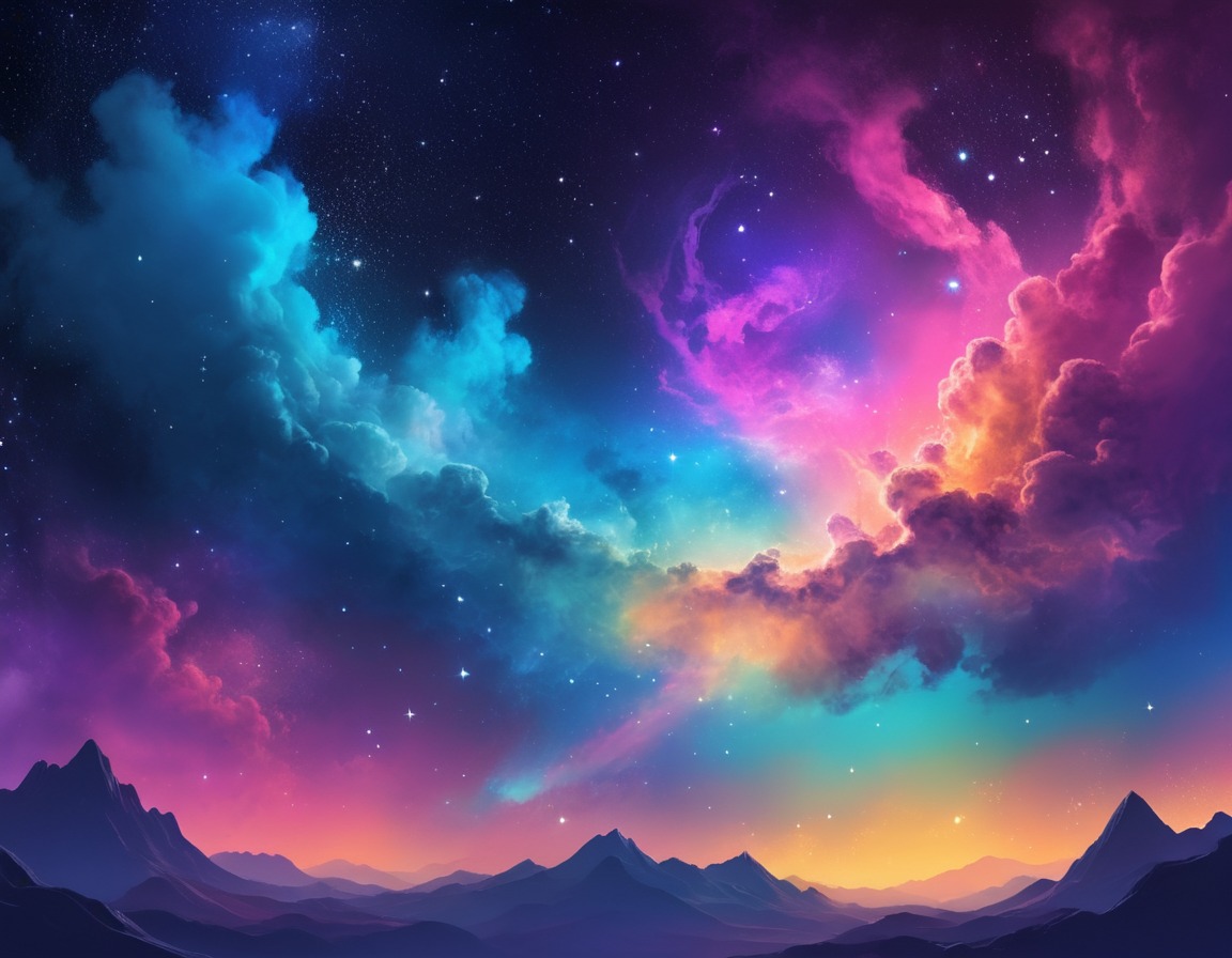 galaxy, space, stars, gaseous clouds, colorful