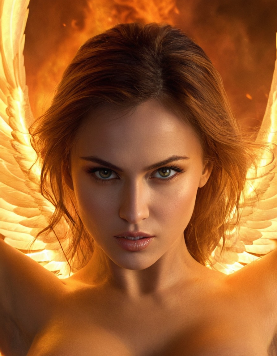 woman, angel, face, eyes, determination, demons, sexy, erotic