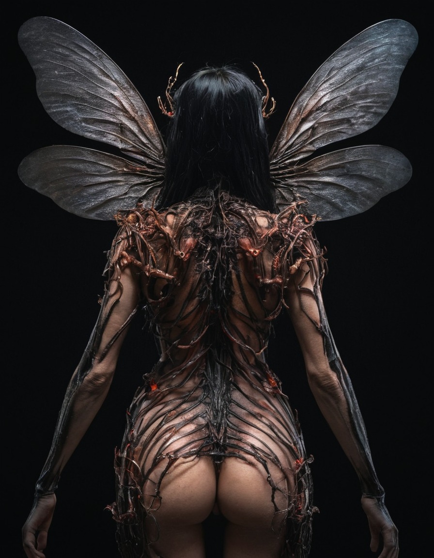 mutations, woman, female, insect-like wings, biological transformation, fantasy creature