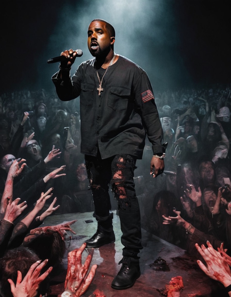 kanye west, zombie, performance, concert, celebrities