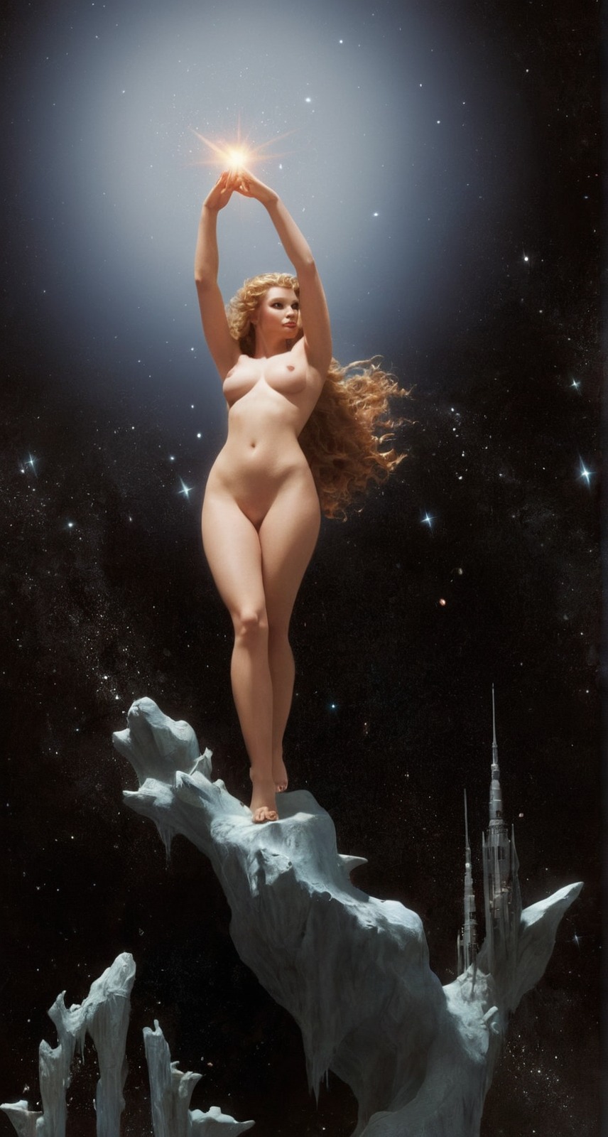 luis ricardo falero, art, paintings, fine art, 19th century, 19th century art, academicism, academism, academic art, painting, spanish art, spanish artist, allegory, pole star, star, stars