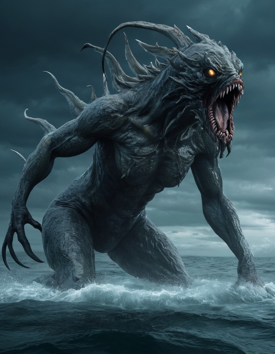 nuckelavee, scottish folklore, sea monster, mythical creature, beast, orkney, legend