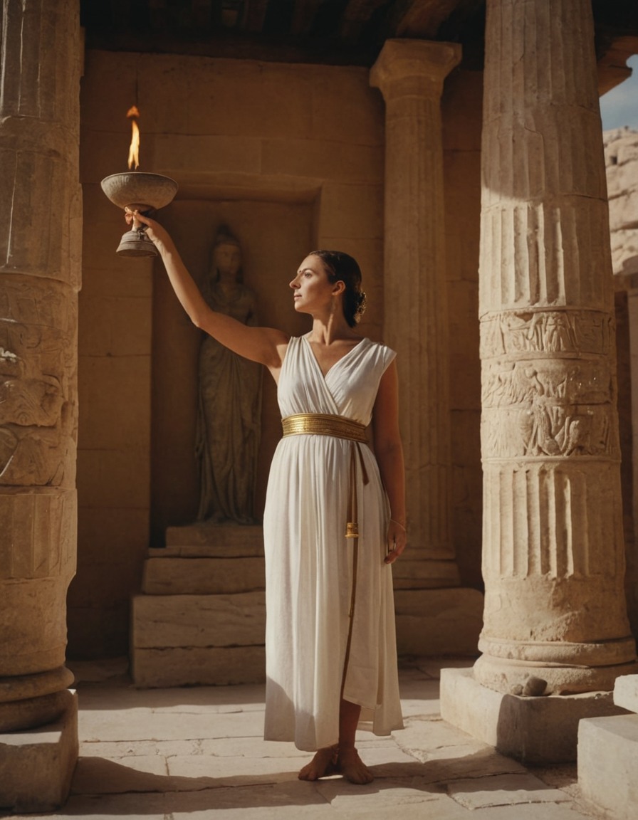 ancient greece, 300 bc, greek priestess, ritual, temple, religious ceremony, ancient civilization