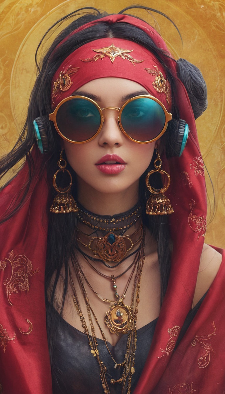 character, coolgirl, desing, girl, headphones, pirate, pirategirl, piratewoman, red, sunglasses, art