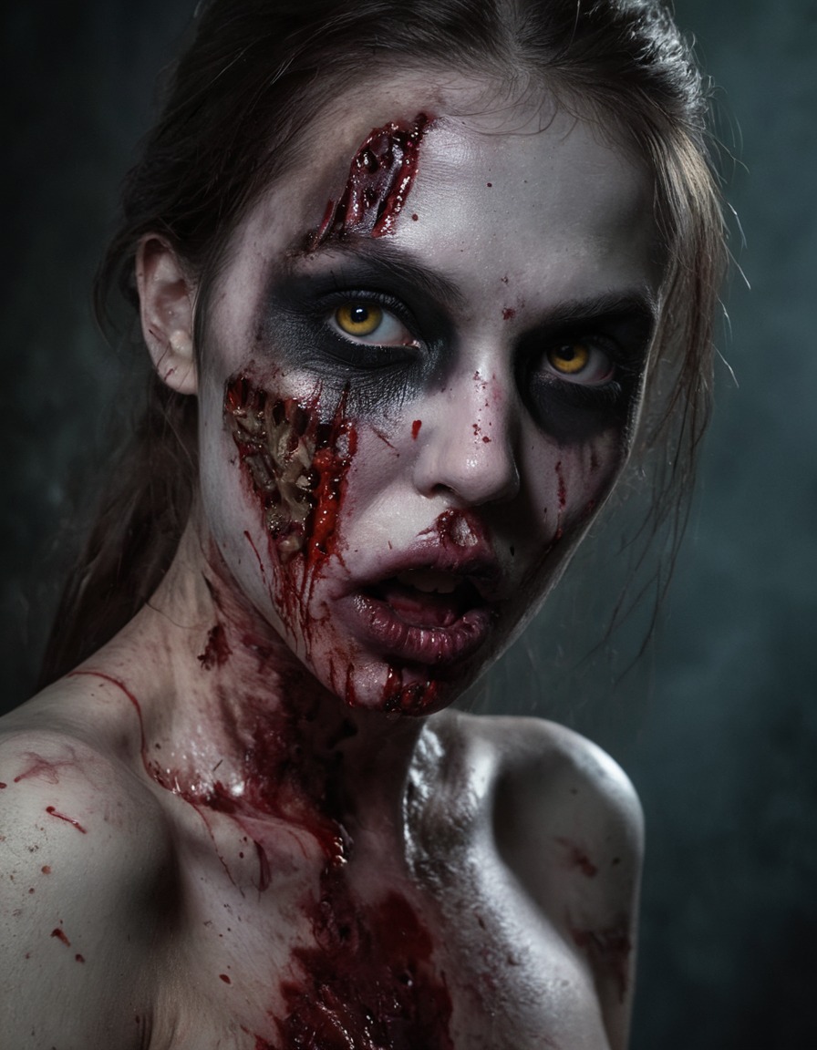 zombie, horror, halloween, makeup, nsfw