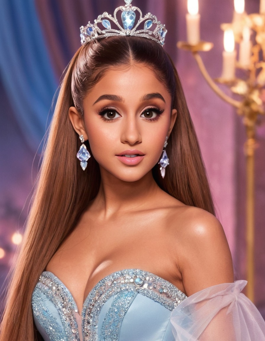 ariana grande, princess, disney, transformation, fairy tale, musician, beauty