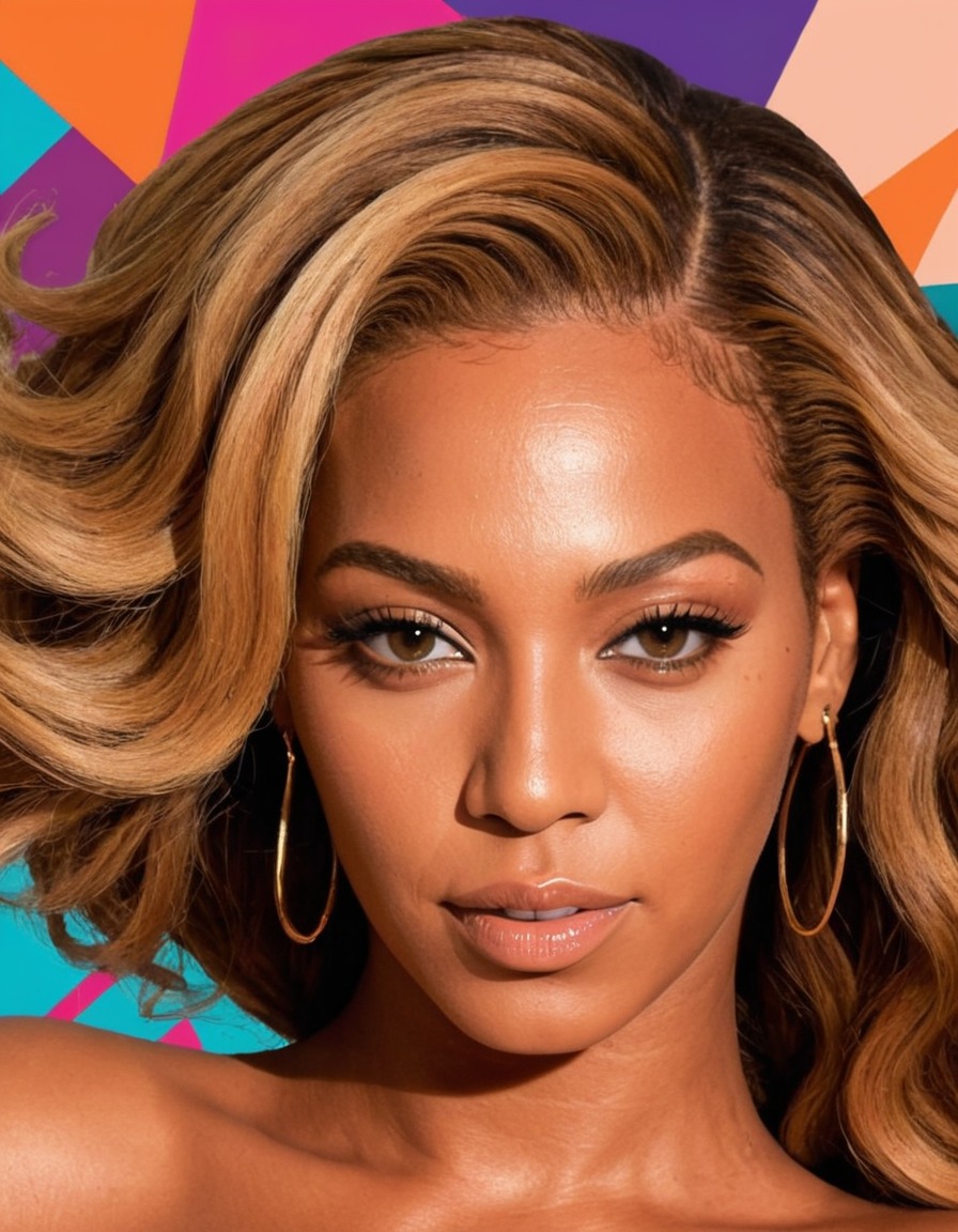 beyoncé, abstract art, portrait, vibrant colors, geometric shapes