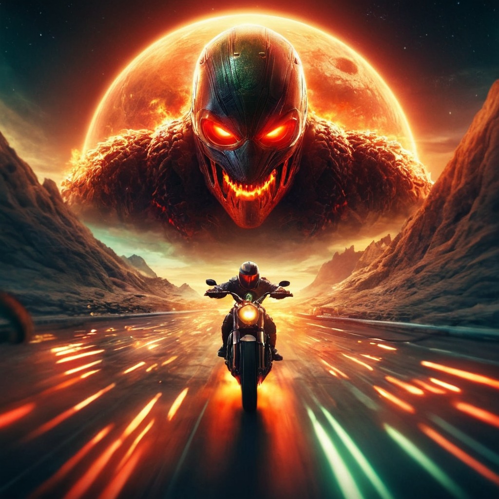 digitalart, videogamefanart, digitalpainting, motorcycle, horror, fanart, characterdesign, pixelart, fantasyart, wallpaper, skull, cartoon, highwaytohell