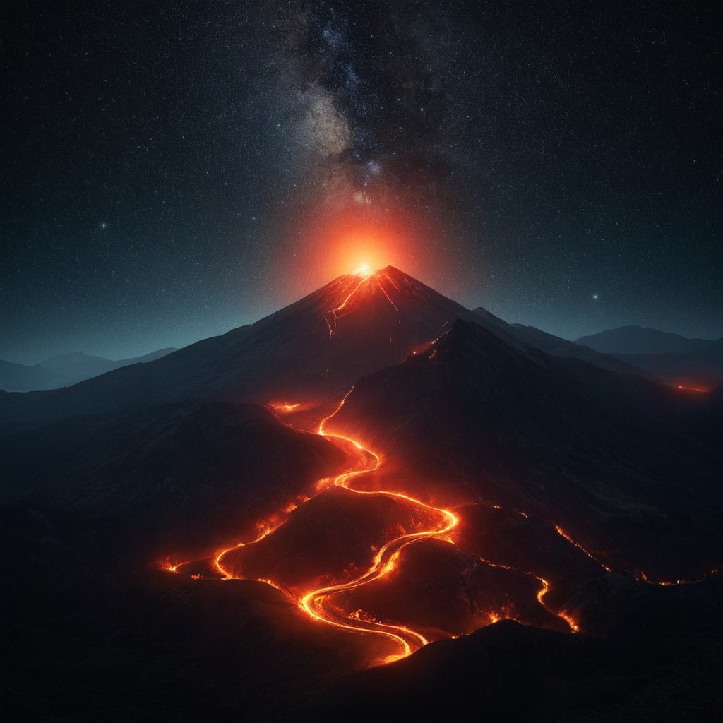 digitalart, conceptart, drama, photography, beauty, fantasyart, wallpaper, ancient, fog, blacksky, darksky, dramaticsky, epic, eruption, lavaflow, naturalphenomenon, nightsky, sky, space, volcano, moltenlava, volcaniclandscape, natureatnight, dailychallenge, naturepower, fieryglow, mountainvolcano, volcanoatnight