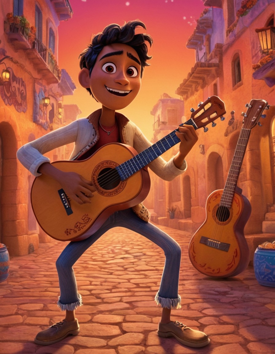 disney pixar, miguel, guitar, music, coco, animation, vibrant, movies