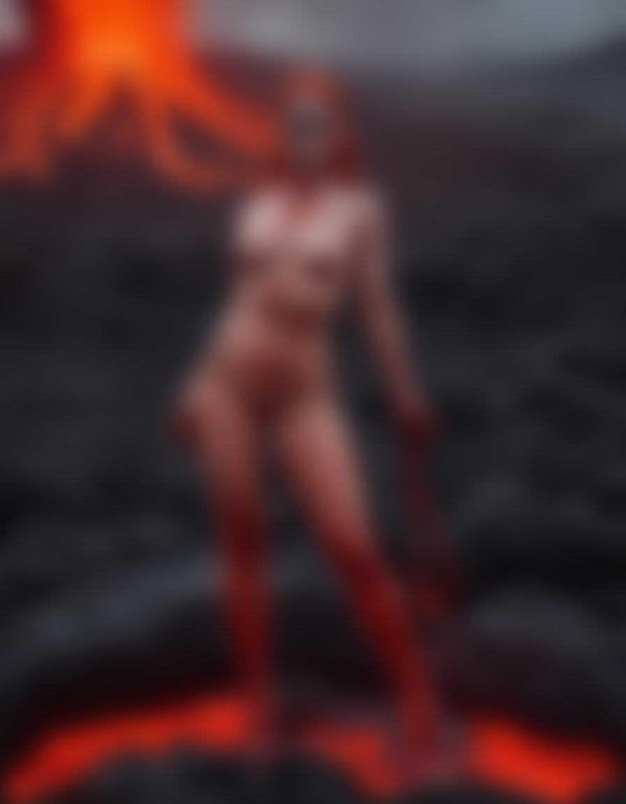 demoness, landscape, brimstone, lava, dark energy, demon, sexy, nsfw	