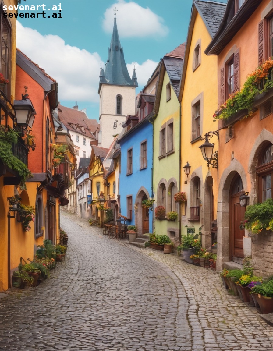 europe, village, colorful, cobblestone, charming