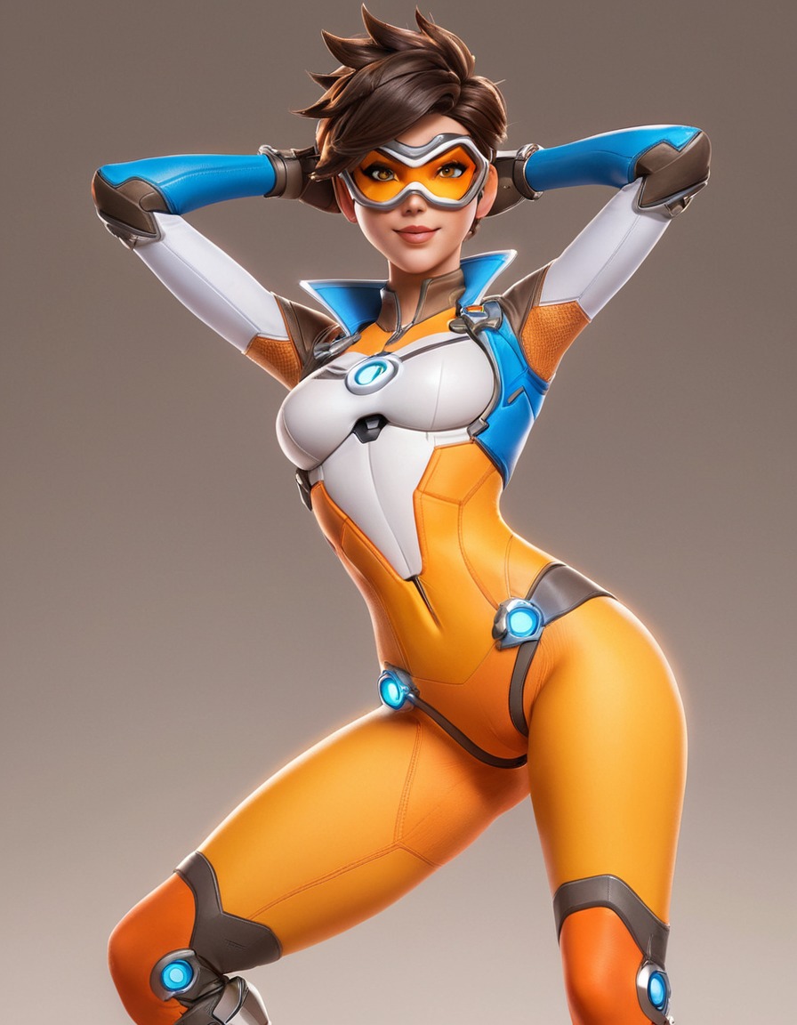 tracer (overwatch), overwatch, video games, shooter, time travel, british character, female character