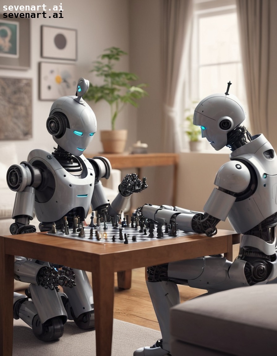 robot, human, chess, friendly, cozy, robots