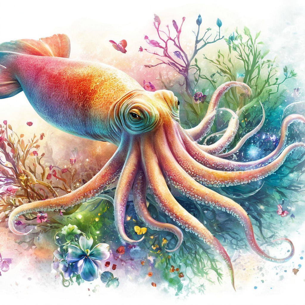 animal, sea, copilot, coralreef, dalle3, squid, aiart