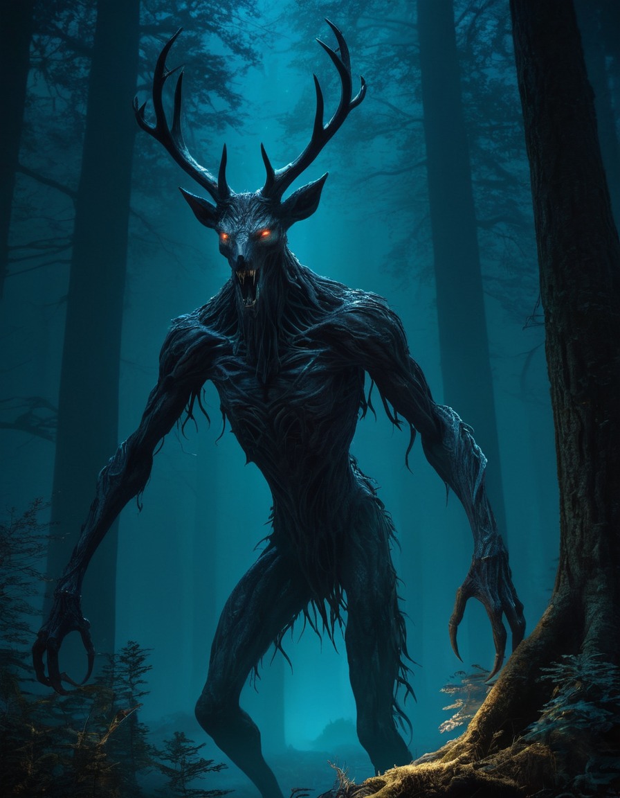 forest, night, wendigo, horror, supernatural