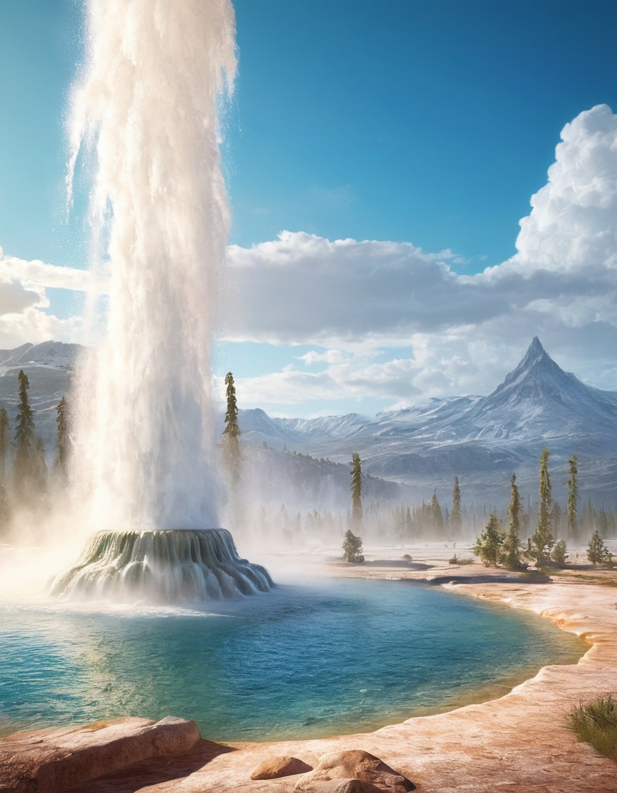 nature, geyser, beautiful, landscape, geothermal, natural wonder