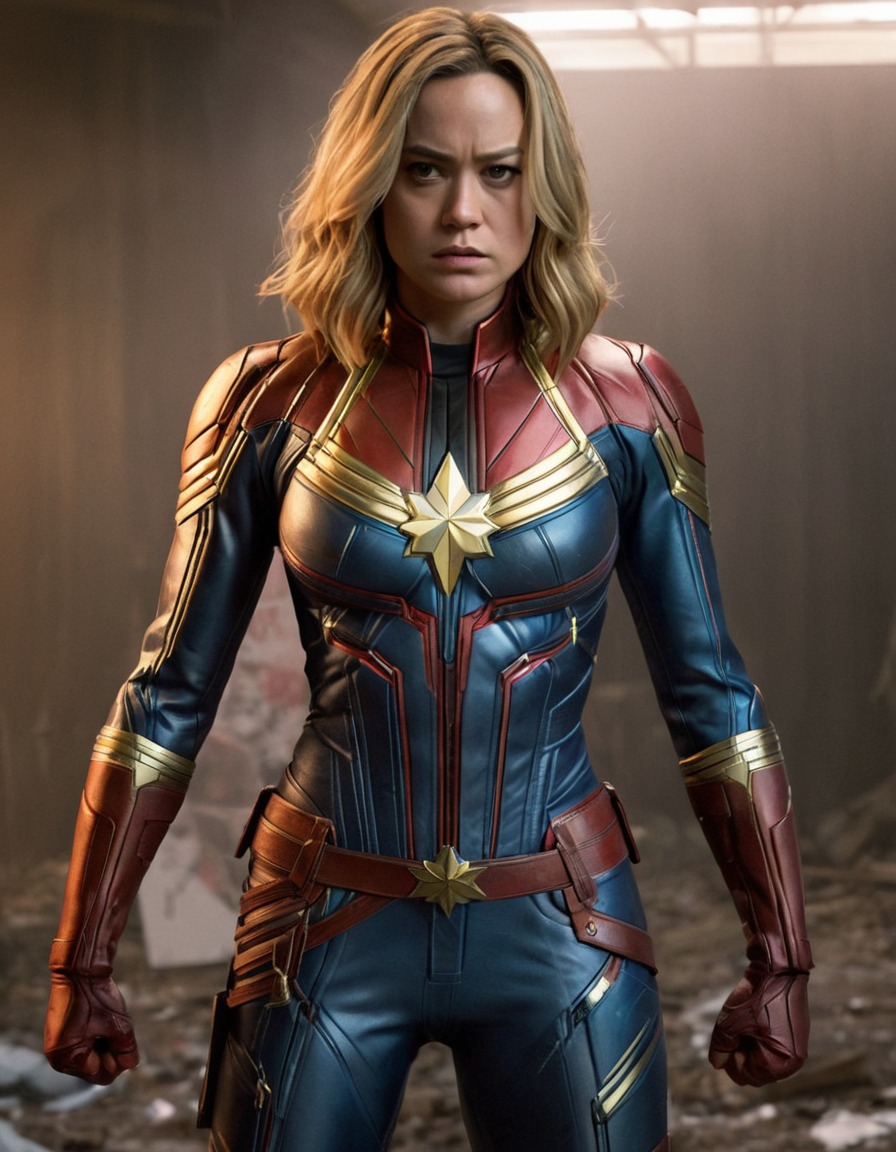 captain marvel, superhero, ripped clothes, battle, confidence