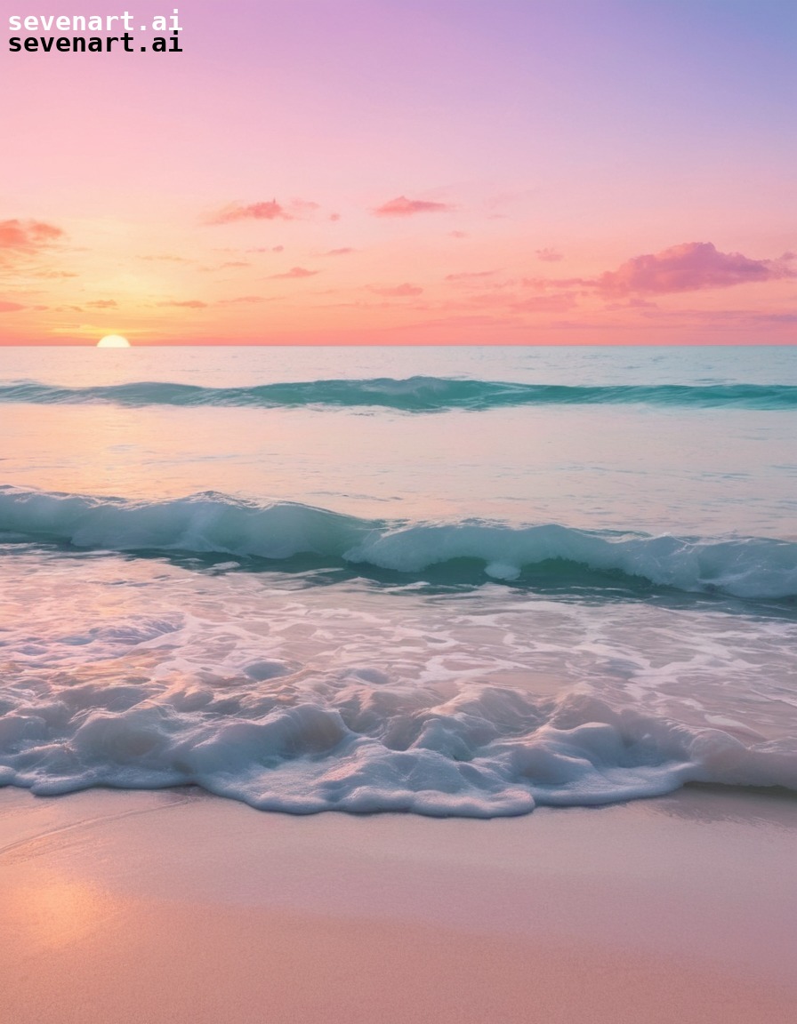 beach, sunset, serene, pastel colors, tranquil, nature