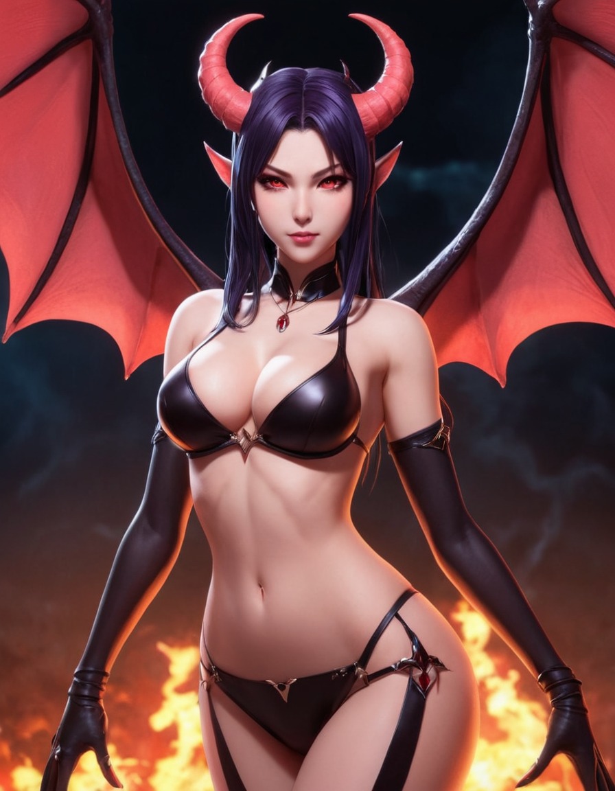 fantasy, demon, succubus, horns, tail, power, sensuality