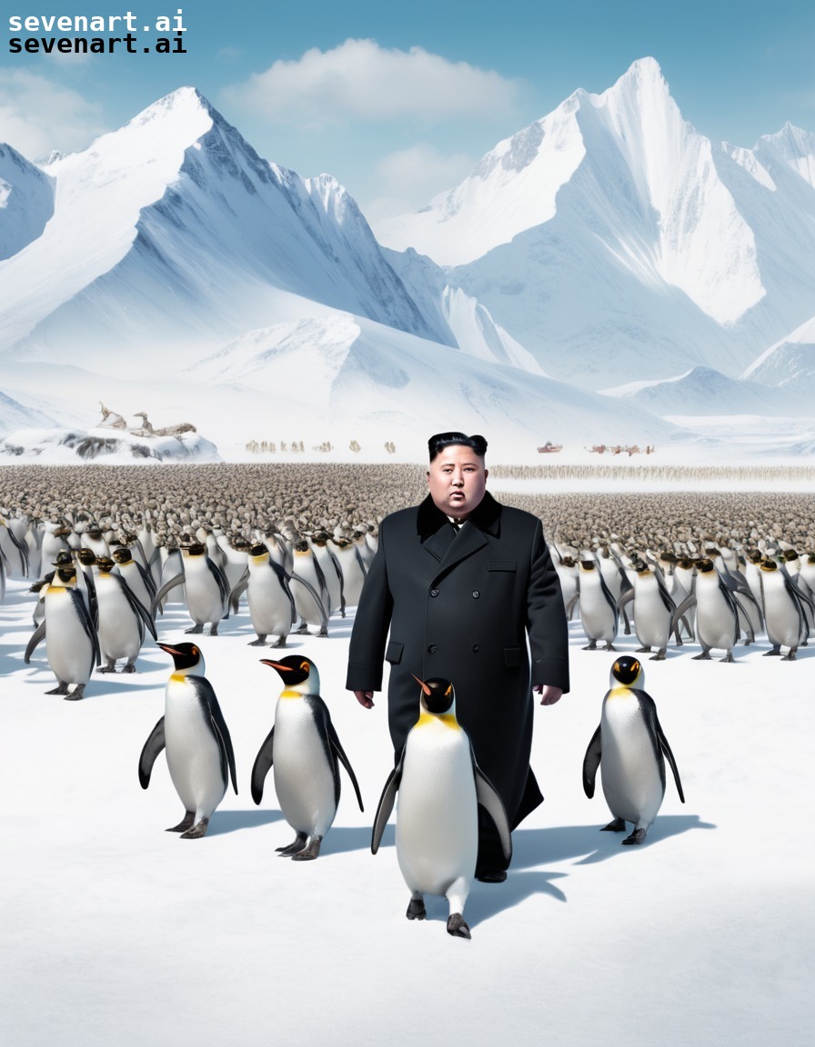 humor, surreal, dictatorship, animals, winter, kim jong-un, north korea