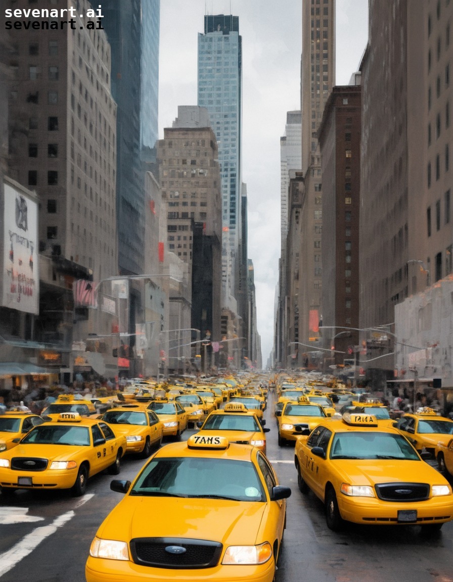 urban, cityscape, usa, skyscrapers, taxis