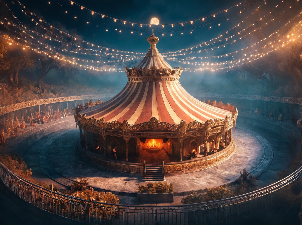 conceptart, magic, animals, beautiful, circus, colorful, dailydeviation, epic, fun, landscapescenery, lights, pavilion, people, photoshop, surreal, old