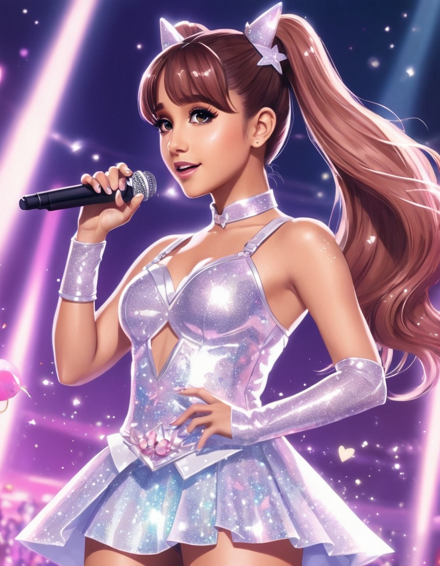 ariana grande, magical girl, concert outfit, sparkle, anime