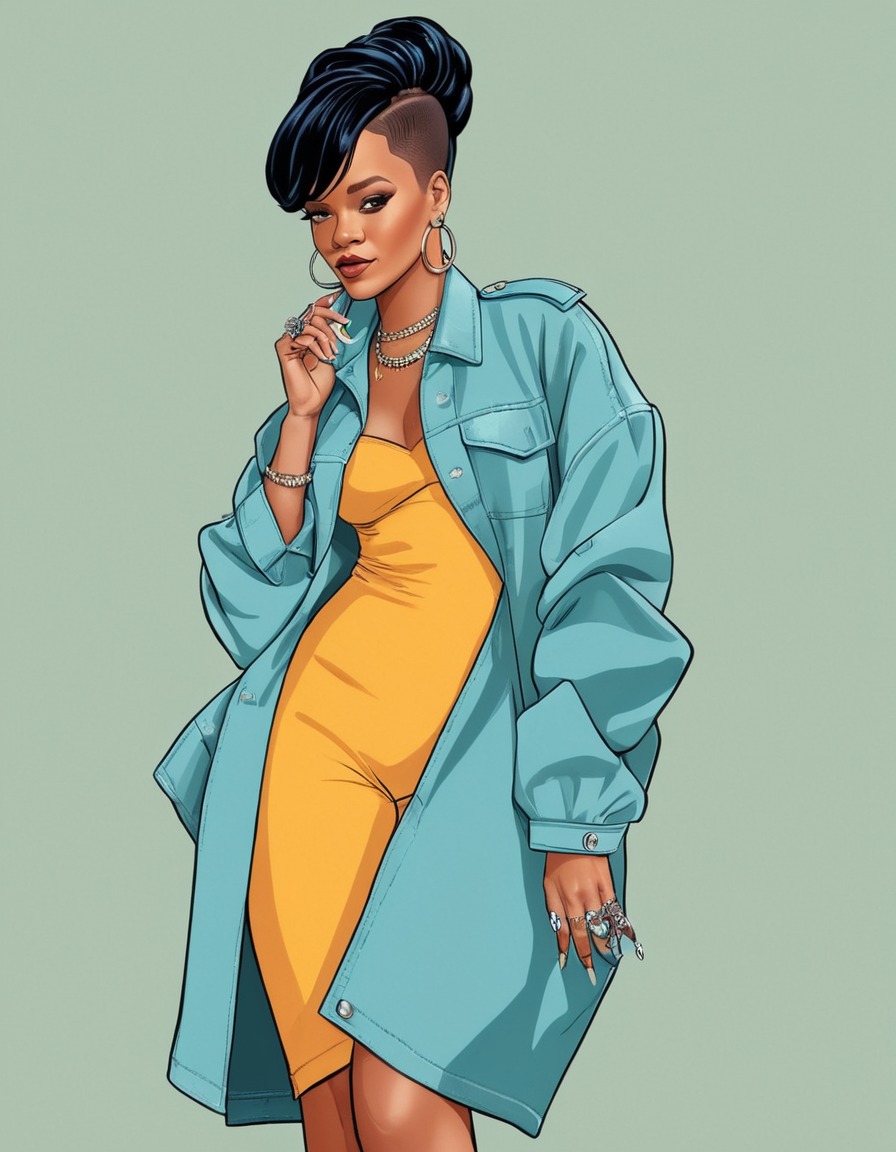 rihanna, fashion, singer, illustration